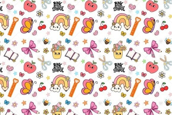 Cute Groovy Back to School Pattern